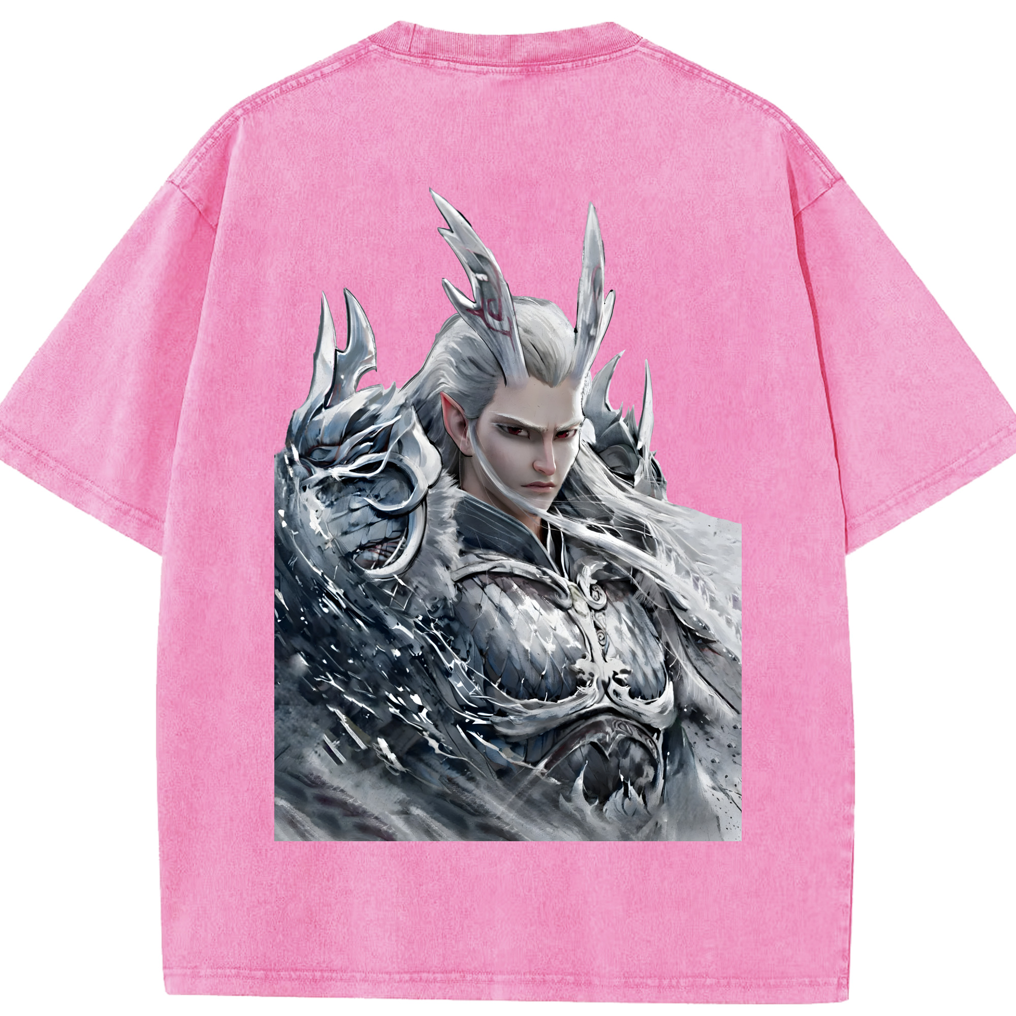 （画像用） Ne Zha 2 ナタ 魔童の大暴れ 綿100% ヴィンテージ風 半袖Tシャツ（背面プリント）